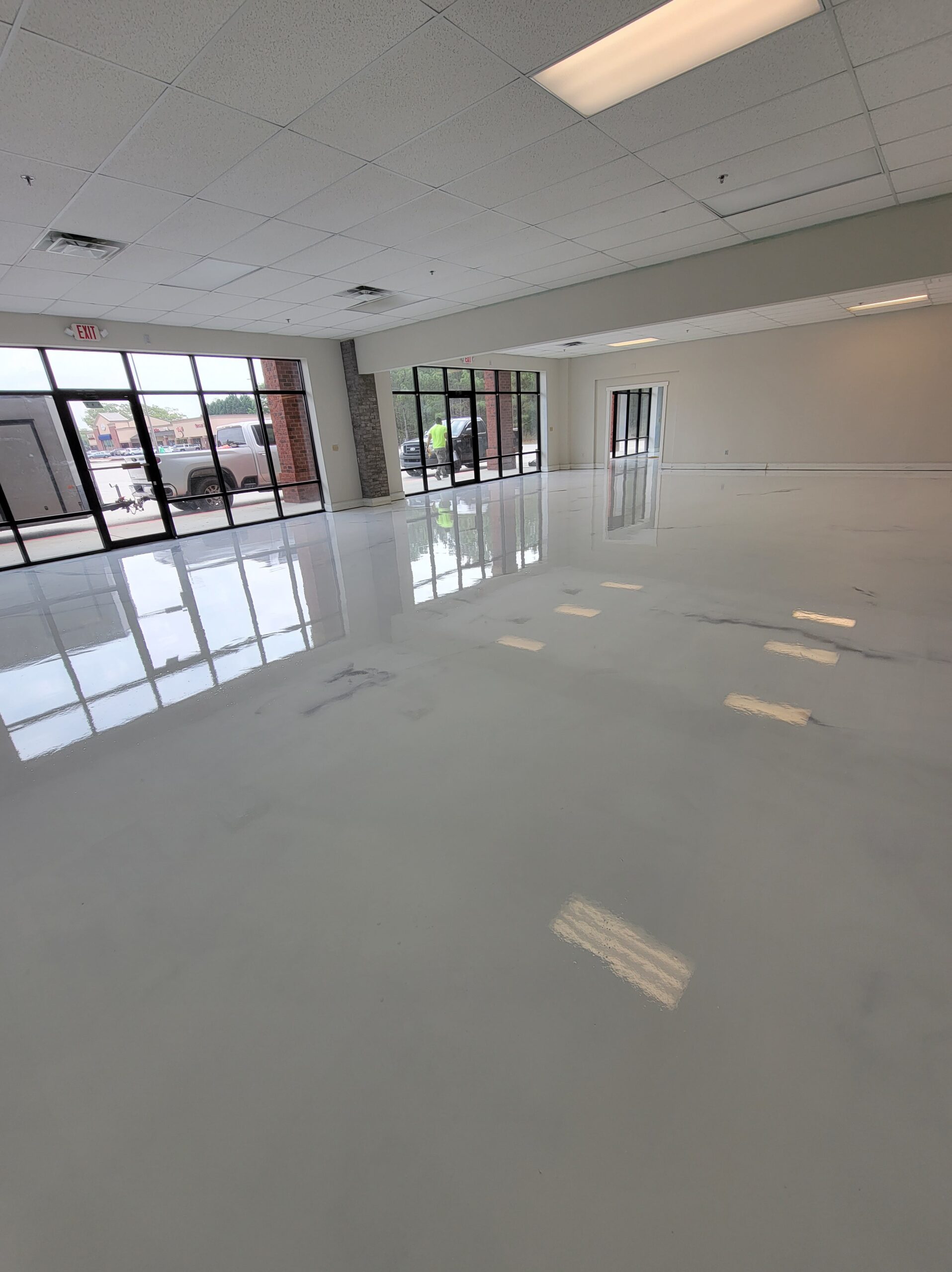 metallic epoxy flooring commercial space